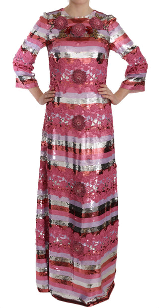 Opulent Pink Sequined Floor-length Dress - Luxury for You