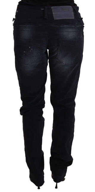 Elegant Dark Blue Slim-fit Denim