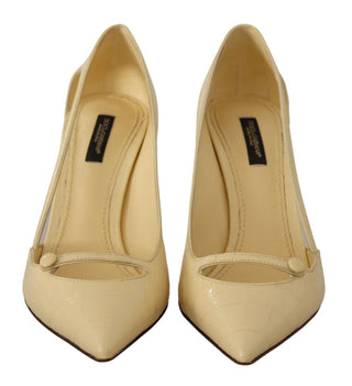 Chic Pointed Toe Leather Pumps In Sunshine Yellow