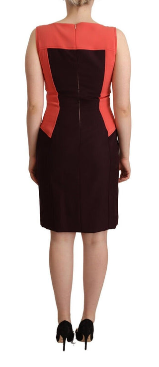 Multicolor V-neck Sleeveless Sheath Dress