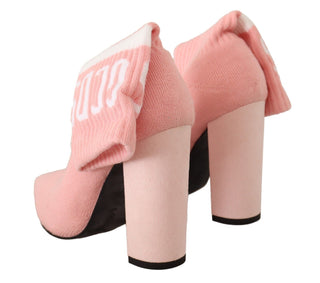 Chic Pink Suede Ankle Boots With Logo Socks