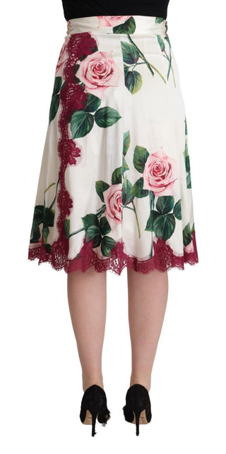 Elegant Floral A-line Midi Skirt