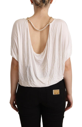 Elegant White Gold Chain T-shirt Top