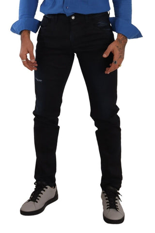 Elegant Slim Fit Skinny Jeans In Dark Blue