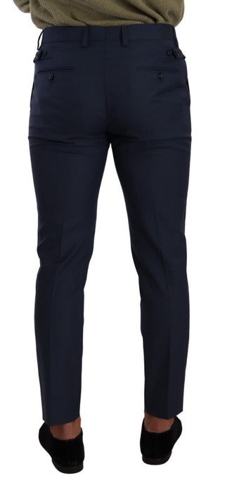 Elegant Dark Blue Slim-fit Dress Pants