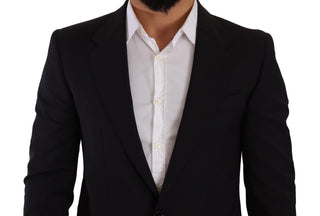 Elegant Black Martini Slim Fit Blazer And Vest