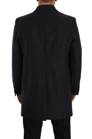 Elegant Dark Grey Woolen Overcoat