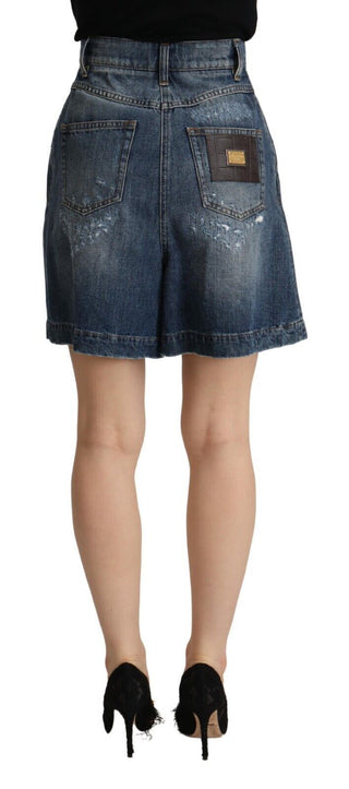 Chic High-waisted Distressed Bermuda Shorts