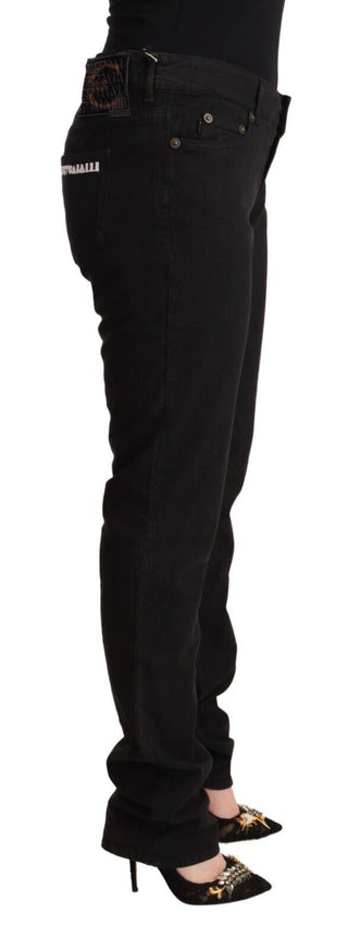 Sleek Mid-waist Slim Fit Black Jeans