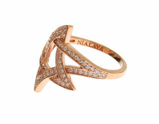 Pink Gold Plated Silver Cz Crystal Ring - Luxury for You