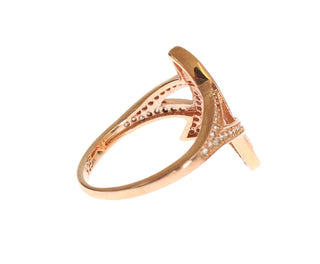 Pink Gold Plated Silver Cz Crystal Ring - Luxury for You