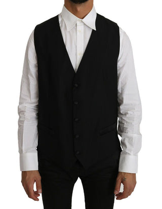 Elegant Black Formal Wool Blend Vest - Luxury for You