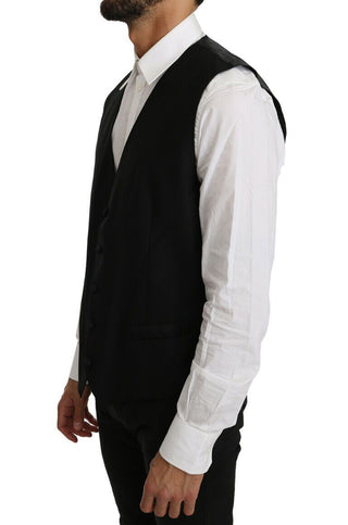 Elegant Black Formal Wool Blend Vest - Luxury for You