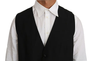 Elegant Black Formal Wool Blend Vest - Luxury for You