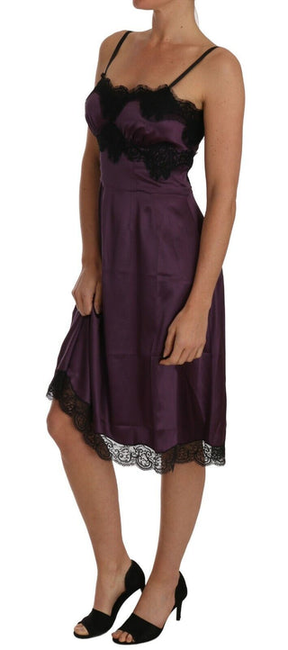 Elegant Purple Silk Lace Chemise Dress - Luxury for You