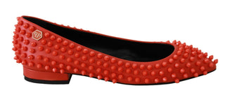 Vibrant Orange Pointed Leather Flats - Luxury for You