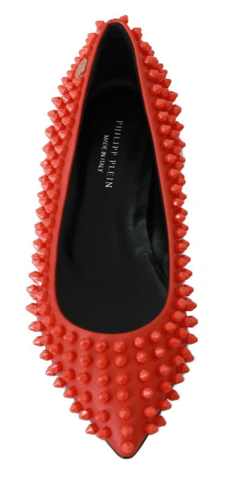 Vibrant Orange Pointed Leather Flats - Luxury for You