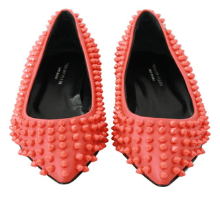 Vibrant Orange Pointed Leather Flats - Luxury for You