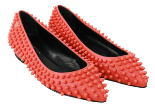 Vibrant Orange Pointed Leather Flats - Luxury for You