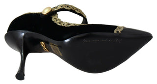 Elegant Gold-embroidered Black Velvet Pumps - Luxury for You