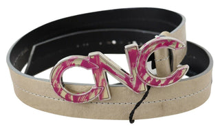 Beige Leather Fashion Belt With Logo Detail - Luxury for You