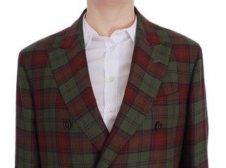 Elegant Checkered Double-breasted Wool Blazer - Luxury for You