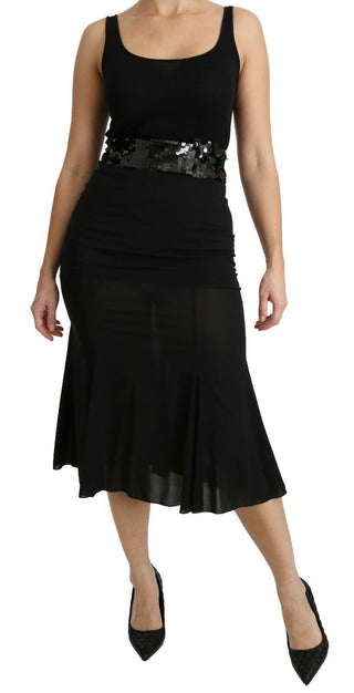 Chic High Waist Black Silk Blend Skirt - Luxury for You