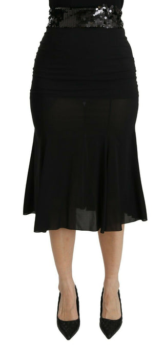 Chic High Waist Black Silk Blend Skirt - Luxury for You