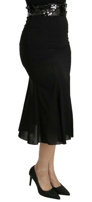 Chic High Waist Black Silk Blend Skirt - Luxury for You