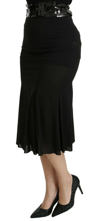 Chic High Waist Black Silk Blend Skirt - Luxury for You