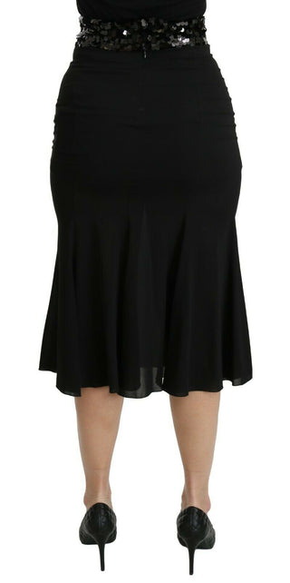 Chic High Waist Black Silk Blend Skirt - Luxury for You