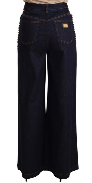 Elegant Dark Blue Flare Denim Jeans - Luxury for You