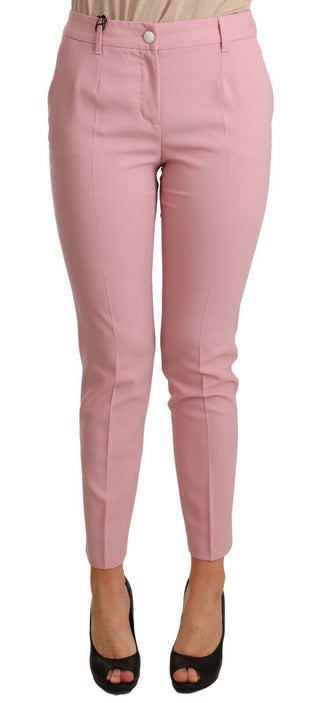 Elegant Pink Virgin Wool Cropped Trousers - Luxury for You