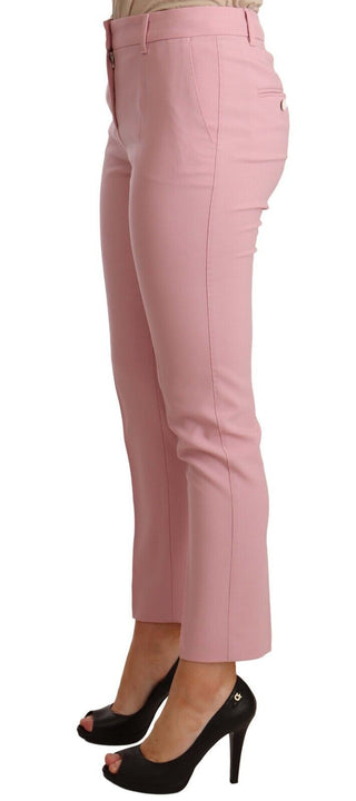 Elegant Pink Virgin Wool Cropped Trousers - Luxury for You