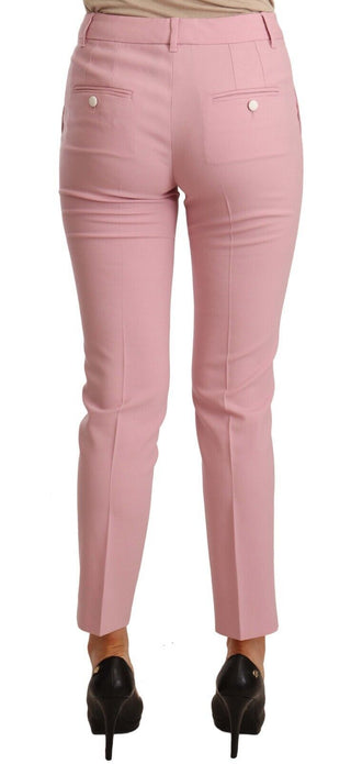 Elegant Pink Virgin Wool Cropped Trousers - Luxury for You