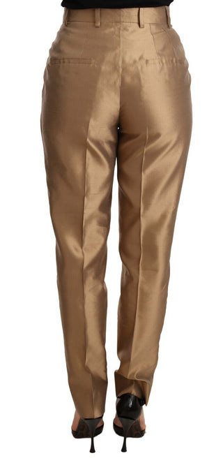 Elegant Tapered Silk Trousers In Gold - Luxury for You