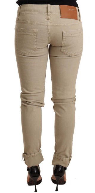 Beige Cotton Slim Fit Chic Jeans - Luxury for You