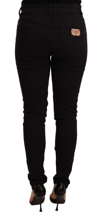 Chic Black Mid-waist Skinny Denim Jeans - Luxury for You