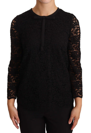 Elegant Black Floral Lace Long Sleeve Top - Luxury for You