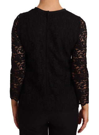 Elegant Black Floral Lace Long Sleeve Top - Luxury for You