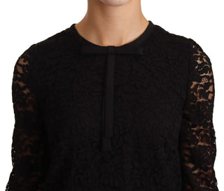 Elegant Black Floral Lace Long Sleeve Top - Luxury for You