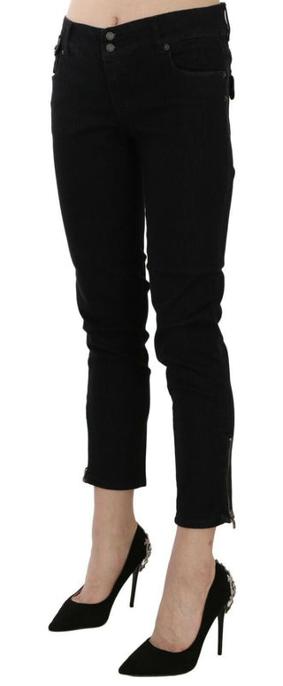 Chic Black Mid Waist Slim Cropped Jeans - Luxury for You