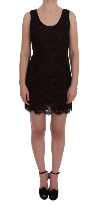 Bordeaux Floral Lace Ricamo Sheath Dress - Luxury for You