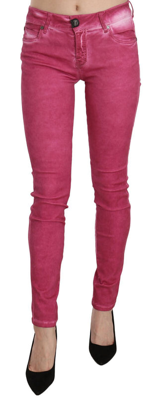 Chic Pink Mid Waist Skinny Pants - Luxury for You