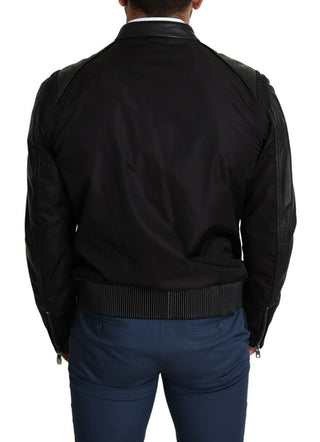 Elegant Black Bomber With Leather Accents - Luxury for You