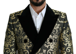 Gold Black Sicilia Jacquard Double-breasted Coat - Luxury for You