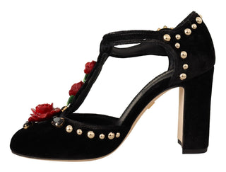 Elegant Velvet T-strap Mary Jane Pumps