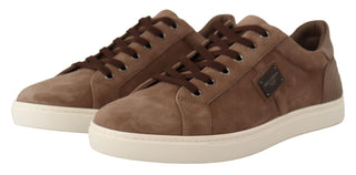 Elegant Brown Leather Sneakers For Men