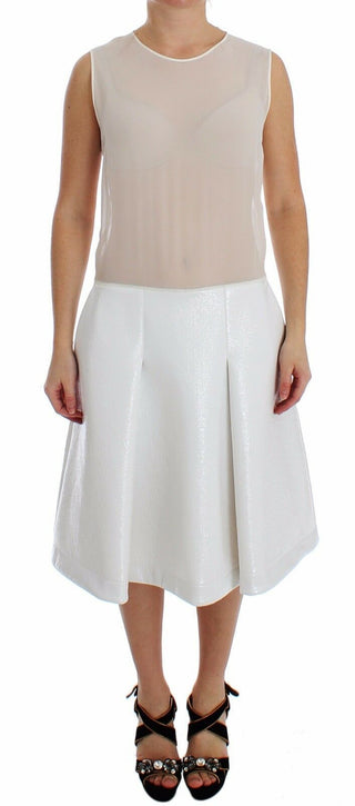 Elegant White Silk-wool Blend Tank Dress - Luxury for You