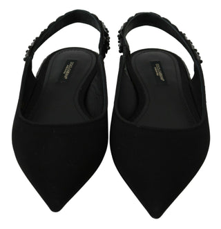 Elegant Silk Blend Slingback Flats With Crystals - Luxury for You